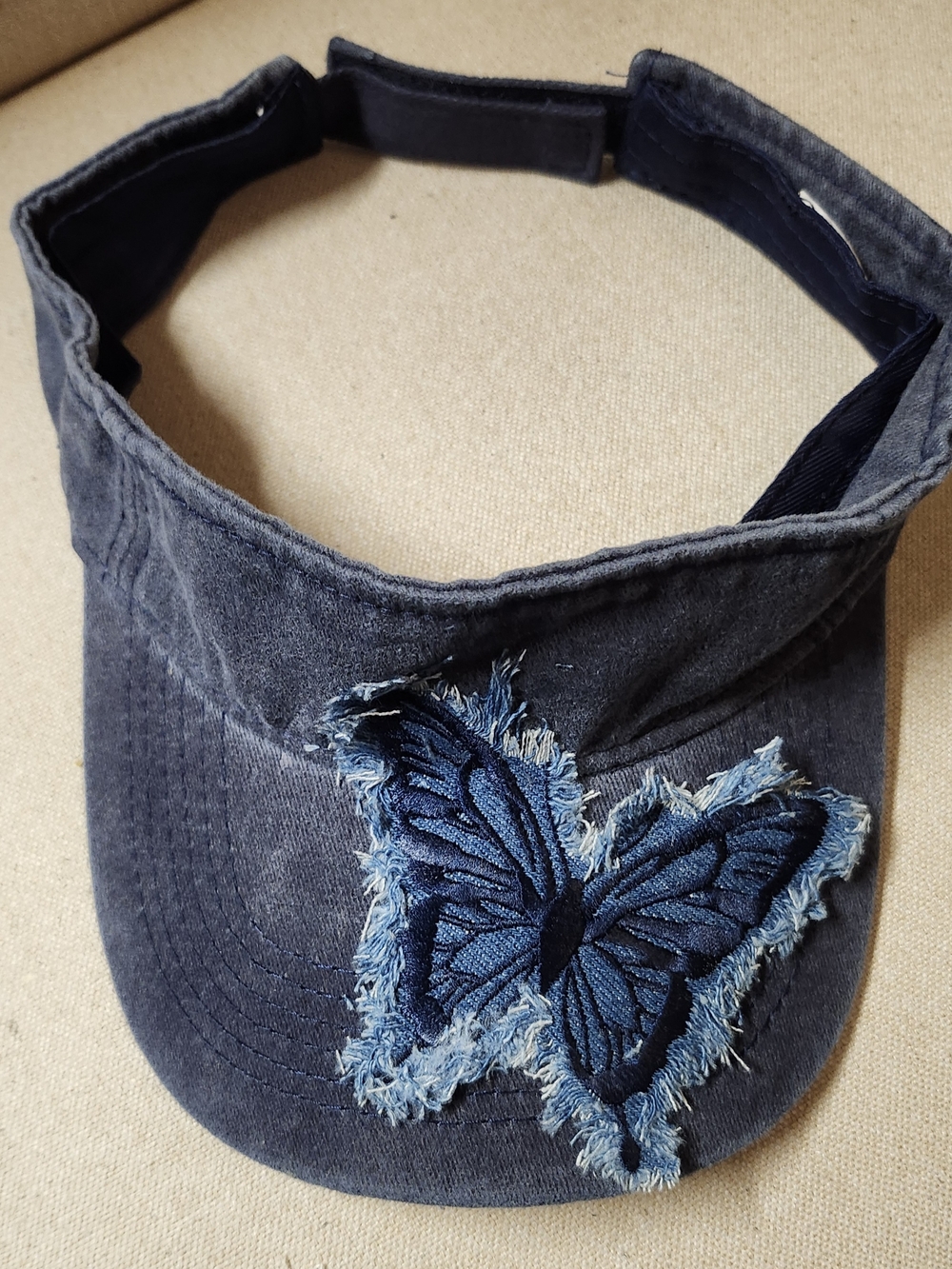 Hand Crafted Denim Butterfly Visor - Blue